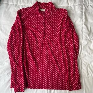 L.L. Bean Pink Patterned Fleece Half-Zip